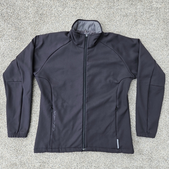 Salomon Softshell Zip Up Athletic Jacket Black & Gray Light Coat Mens Size Med - Picture 1 of 16